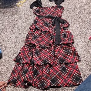 Francesca's Collections Multicolor Plaid Dress Maxi Size Small